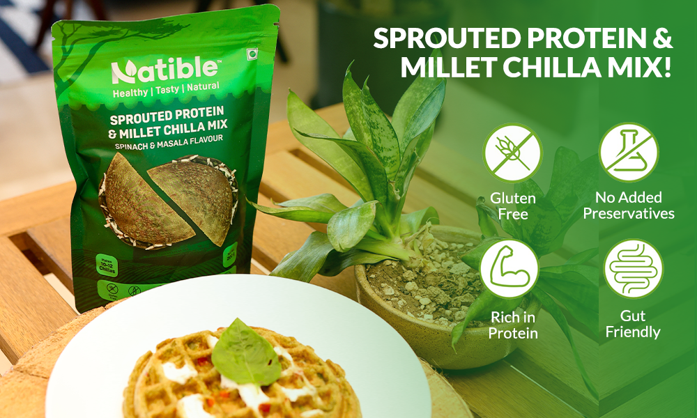 Sprouted Protein and Millet Chilla Mix Combo- Spinach & Masala Flavor