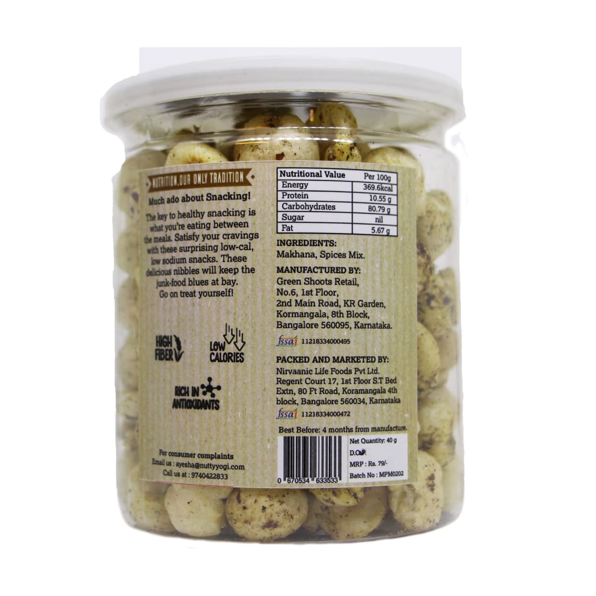 Nutty Yogi Minty Peppery Zesty Makhana 40g