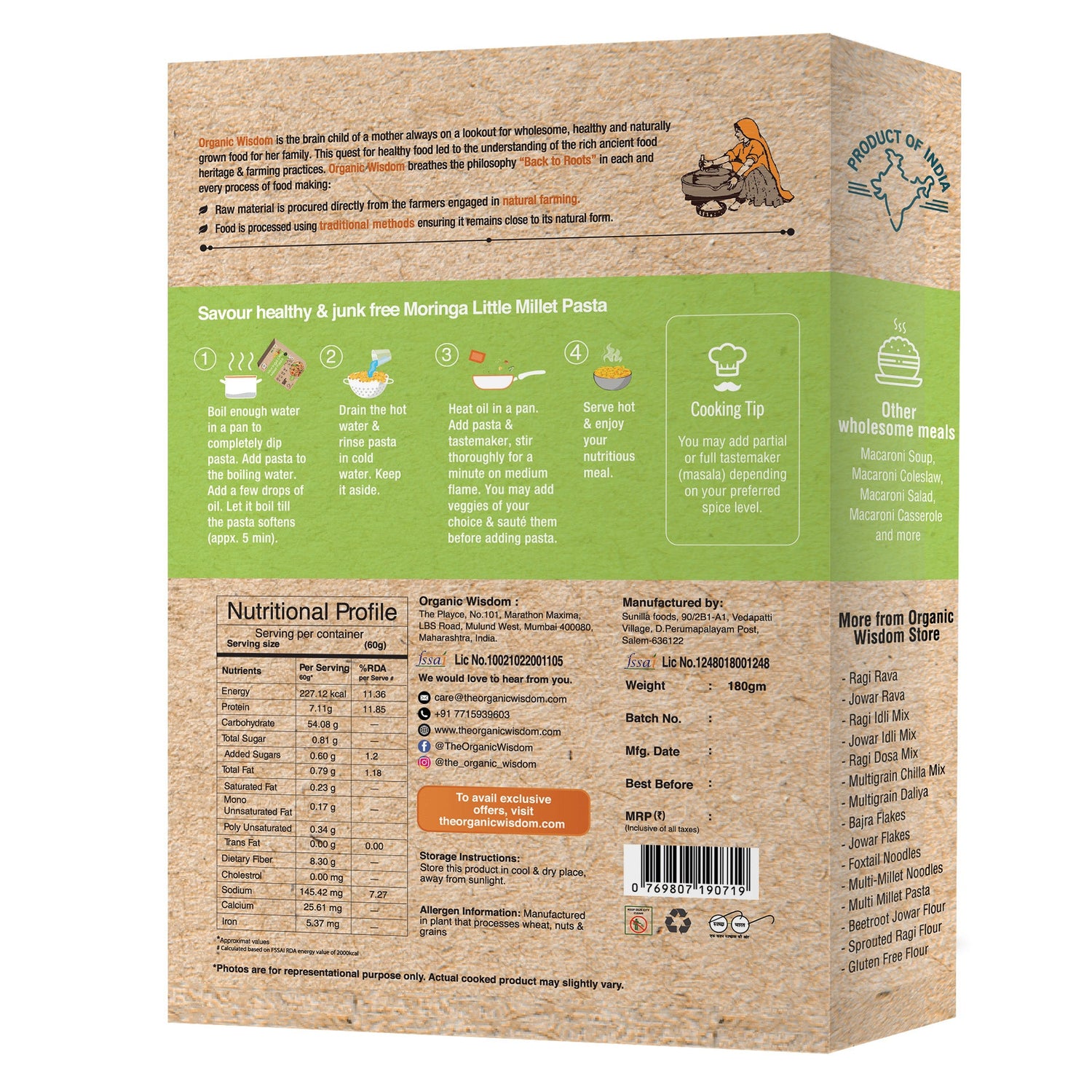 Moringa Little Millet Macaroni Pasta