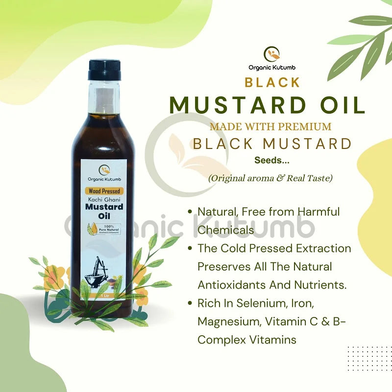 Wood Pressed Mustard Oil 100% Pure & Organic Cold Pressed