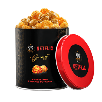 4700BC x Netflix, Gourmet, Cheese & Caramel Popcorn, Small Tin, 75g