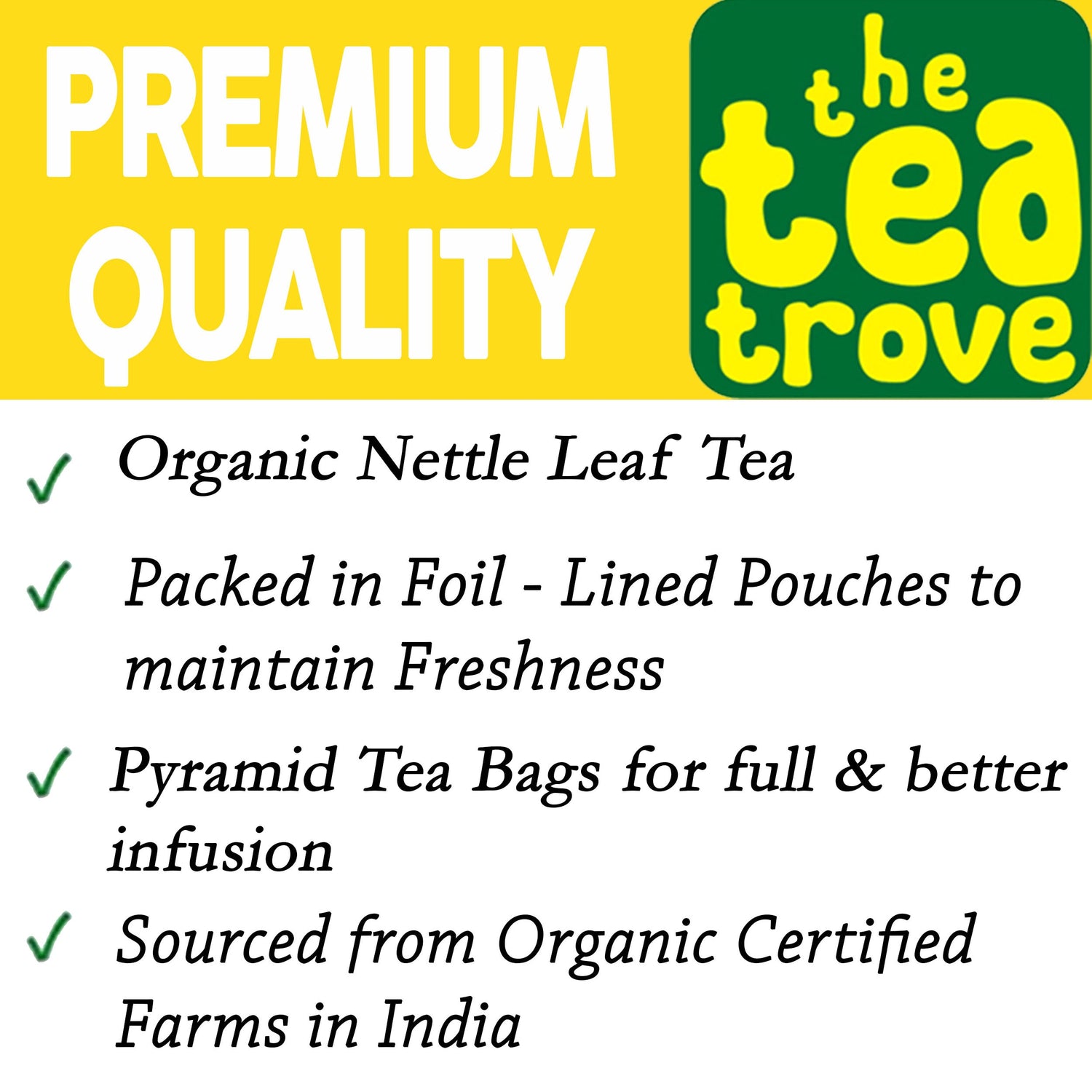 Organic Nettle Leaf Tea Bags - 40 Eco-Friendly Tea Bag in Resealable Pouch