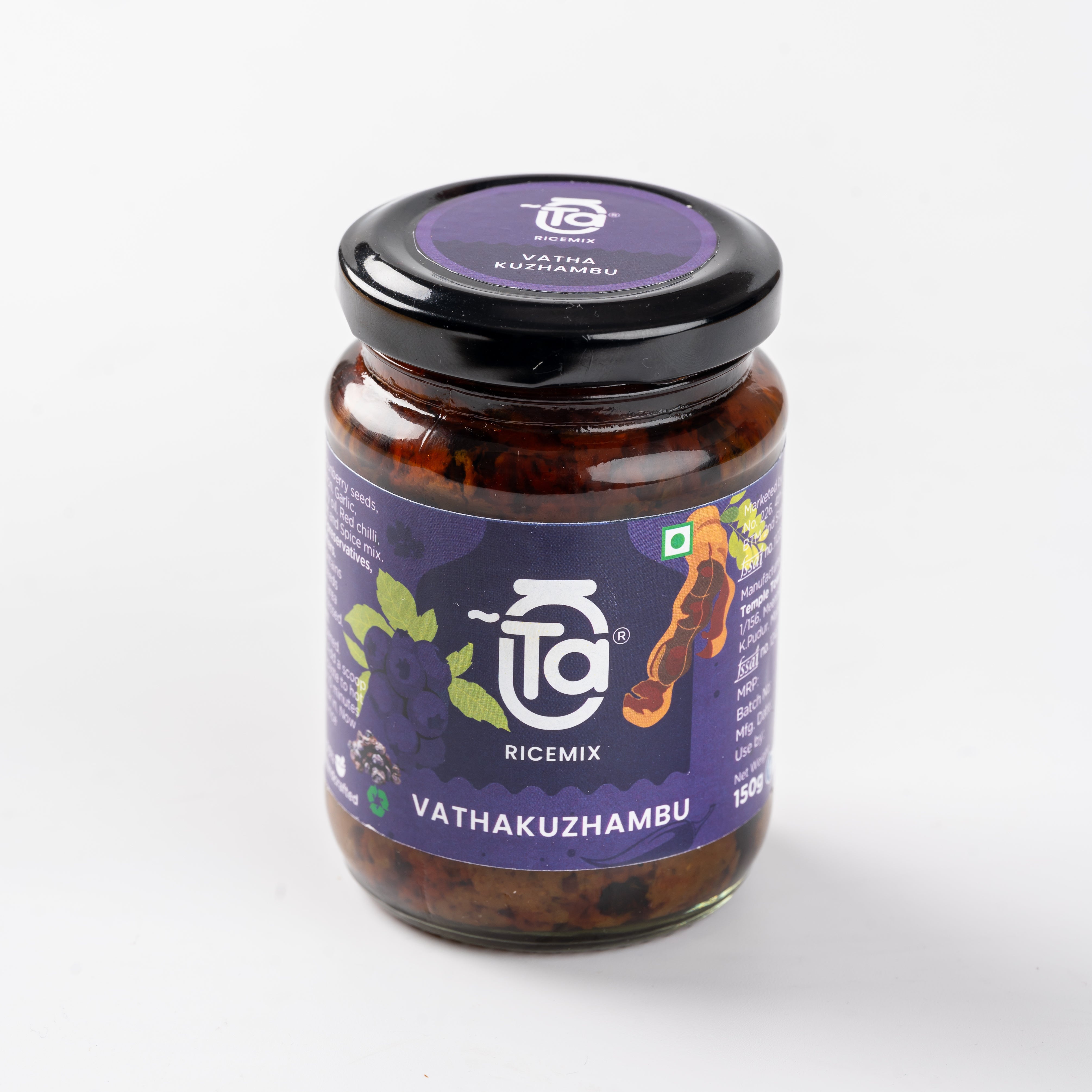 Ta Rice mixes | Manathakkali Vathakuzhambu Rice Mix Paste | Made with Cold Pressed Oil | Homemade | Traditional South Indian Taste | Natural | No Preservatives (150 gm)