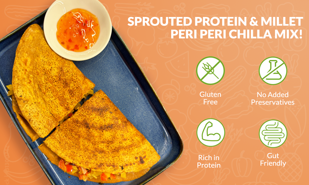 Sprouted Protein and Sprouted Millet Chilla Mix - Peri Peri Flavor