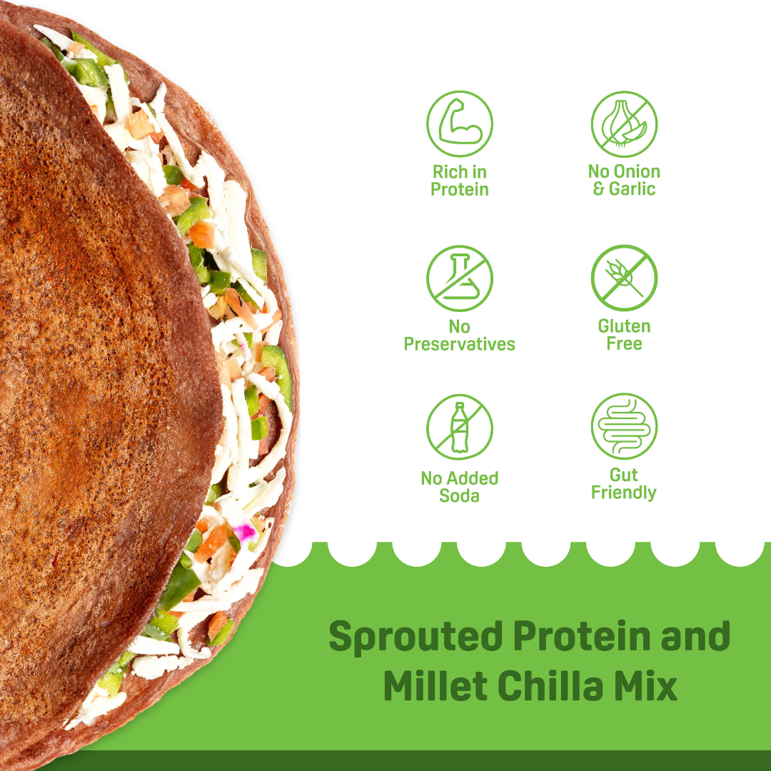 Sprouted Protein and Millet Chilla Mix - Beetroot & Masala Flavor