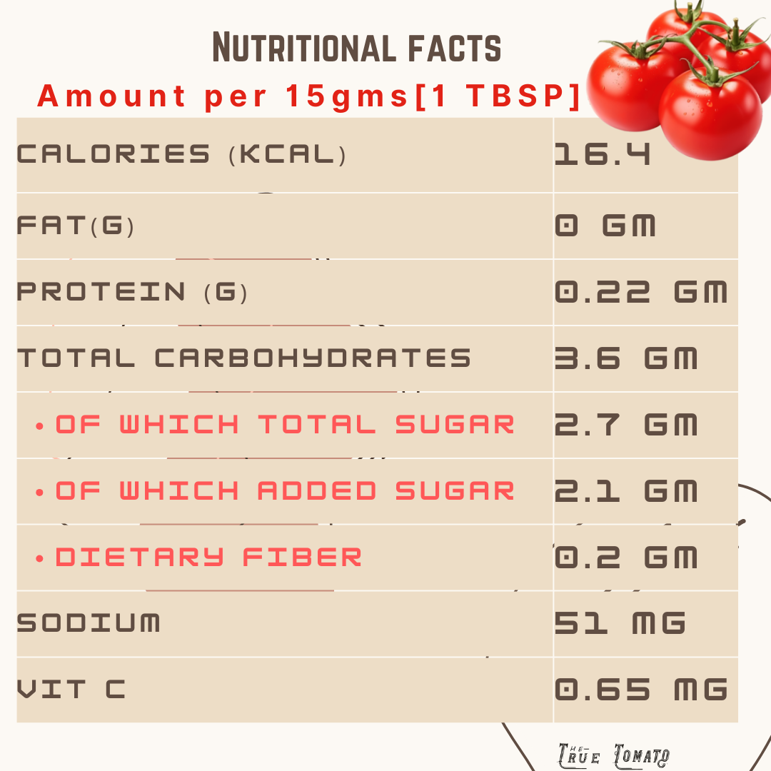 The True Tomato No Onion No Garlic Tomato Ketchup 220 gms