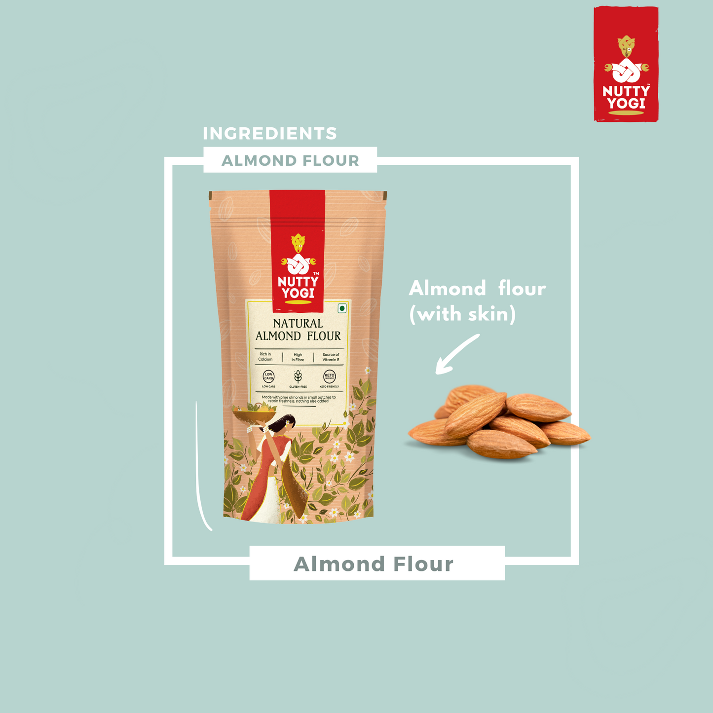 Nutty Yogi Natural Almond Flour  (Gluten-Free, Low-carb, Un blanched)