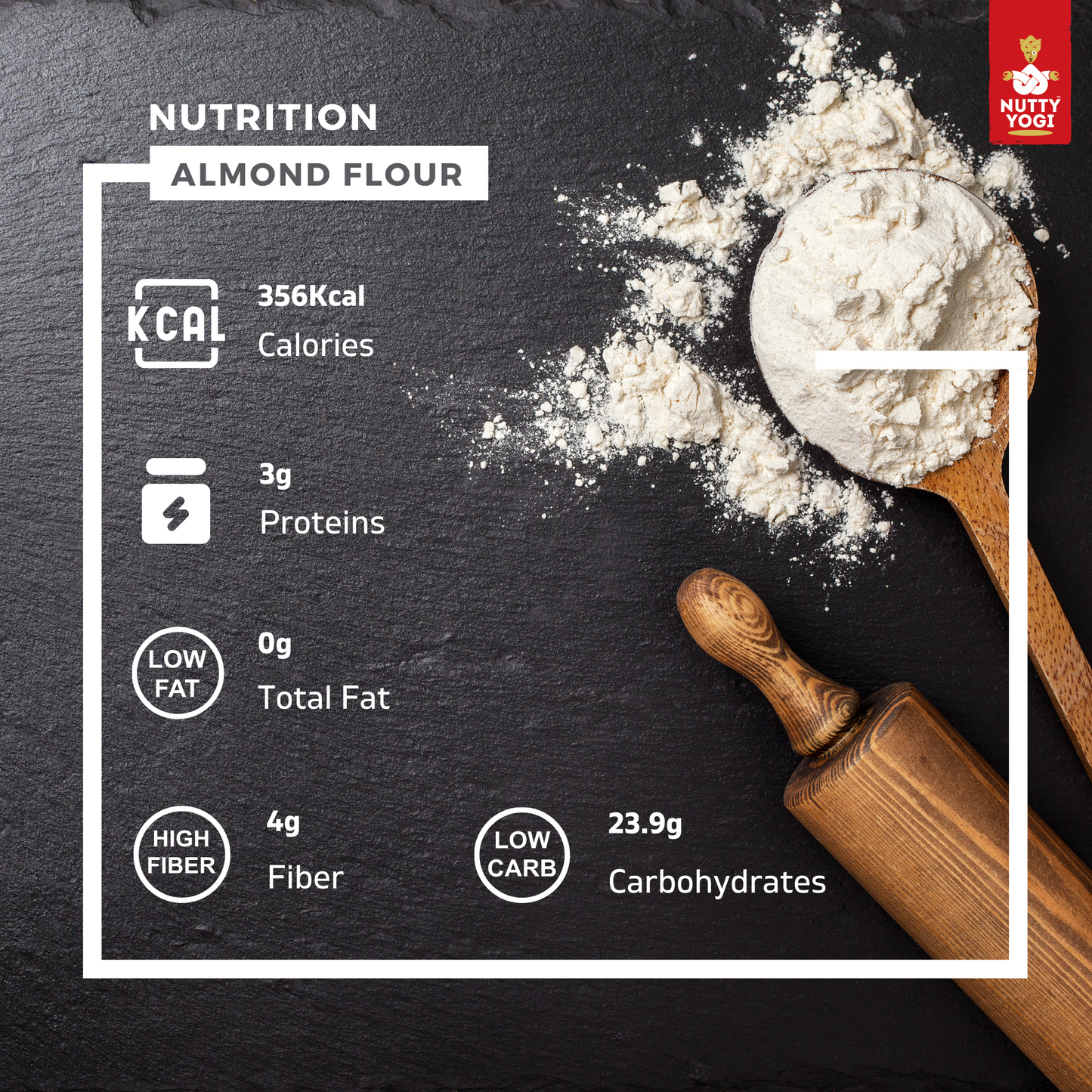 Nutty Yogi Natural Almond Flour  (Gluten-Free, Low-carb, Un blanched)