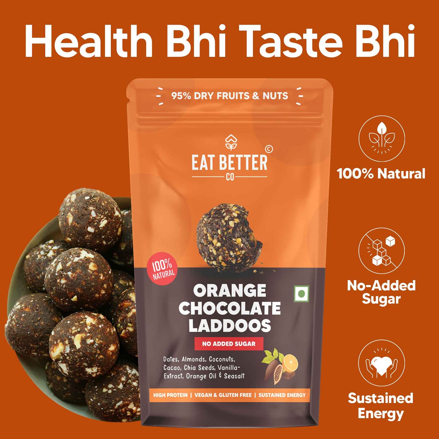 Orange Chocolate Laddoos - No Added Sugar | 100% Natural