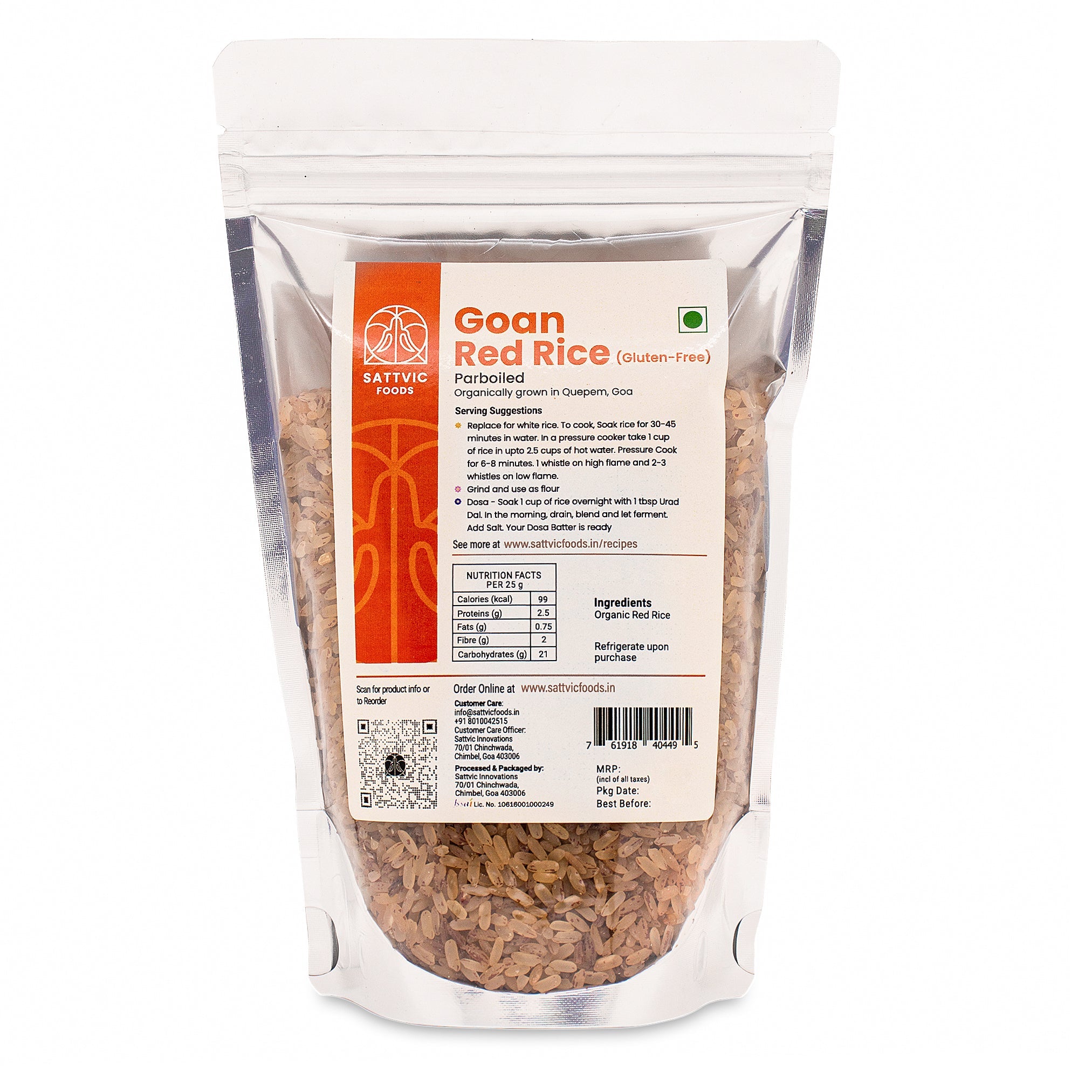 Sattvic Foods Organic Goan Red Rice - Veeha Foods