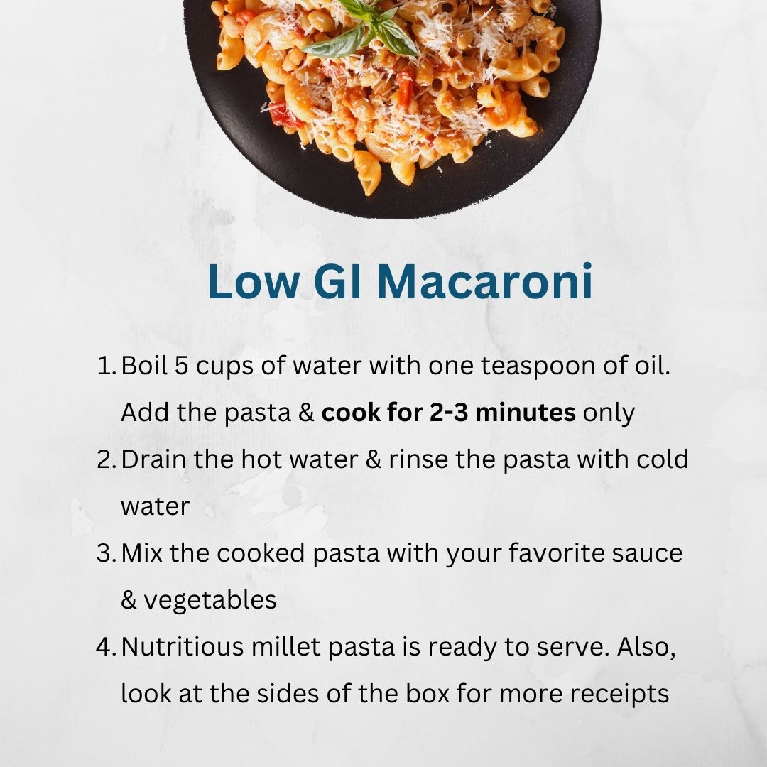 Low GI Millet Pasta, Macaroni, No Maida, Diabetic Friendly