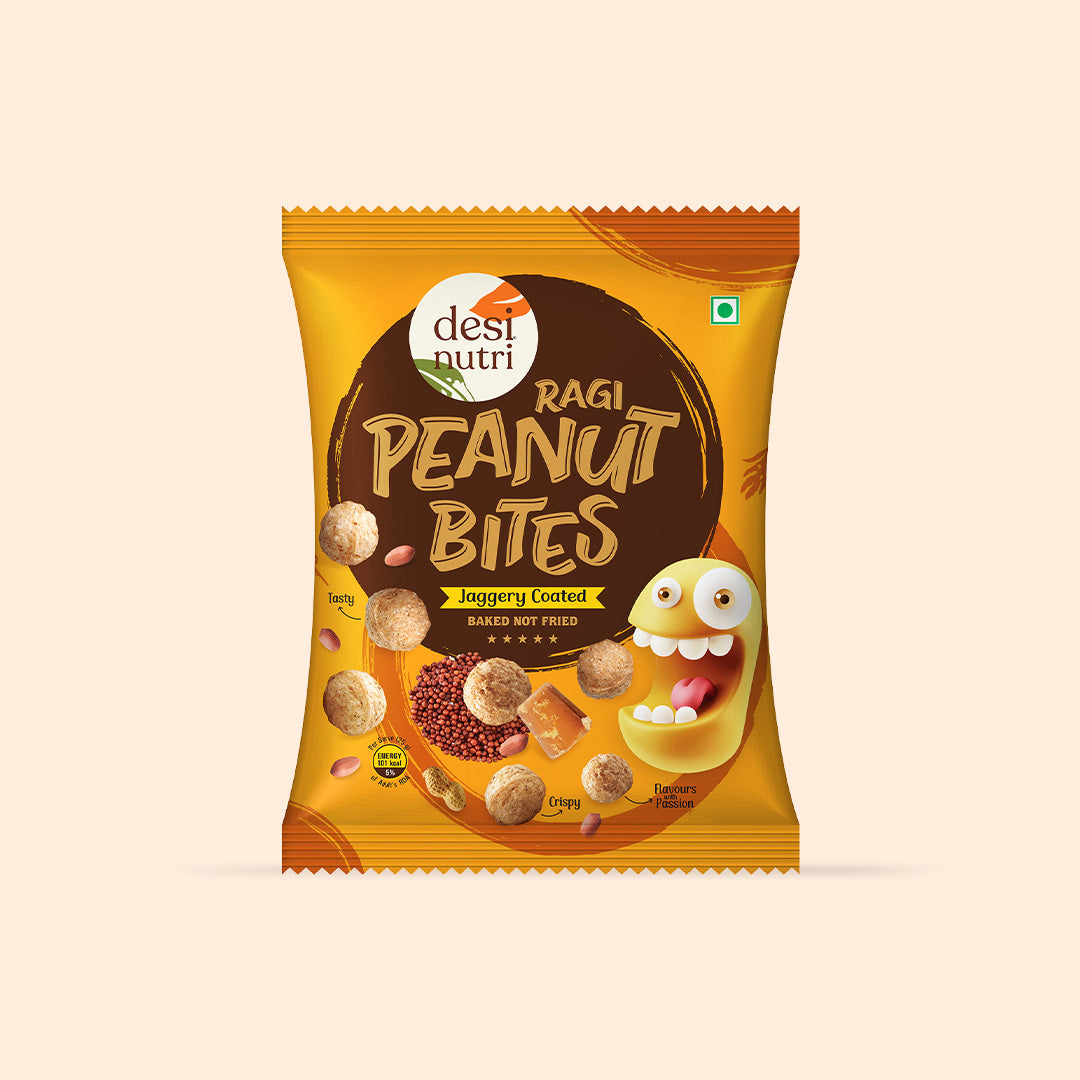 Ragi Peanut Bites Jaggery Coated Mini Pouch - 32g