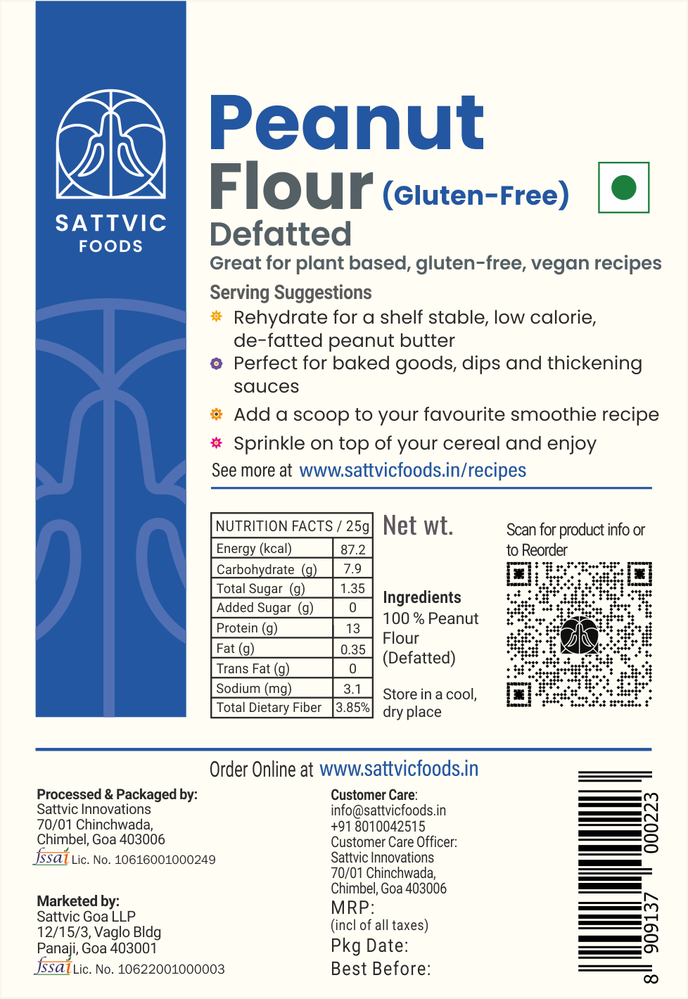 Defatted Peanut Flour (Plant-Based, Vegan & Gluten Free Flour)