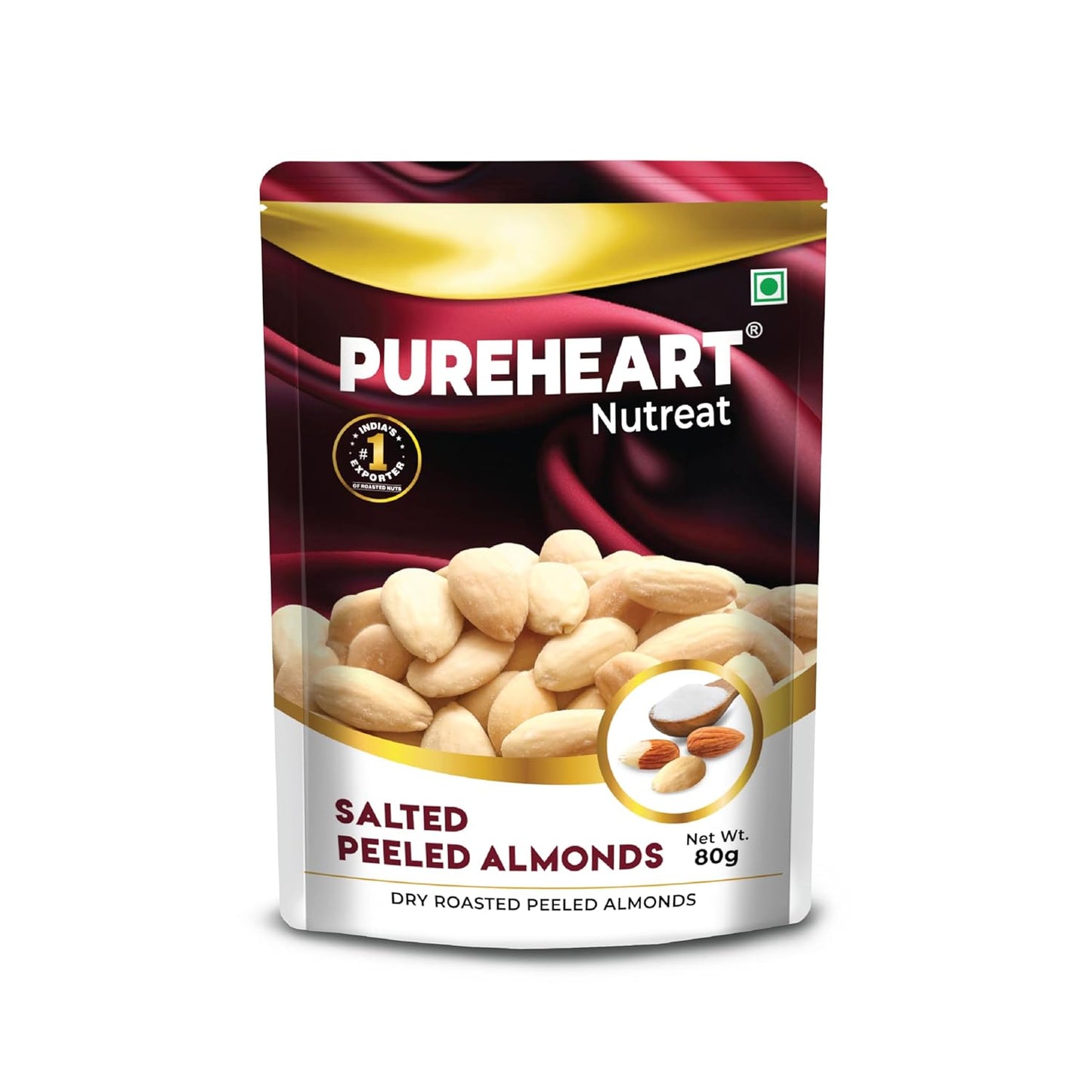 Pureheart Nutreat Dry Roasted Salted Peeled Almonds, Premium California Whole Blanched Almond Nuts Without Skin/Dry Fruit, Crunchy Dried Badam