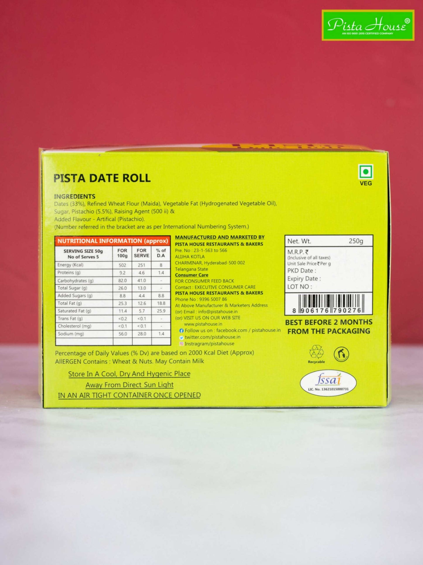 Pista Date Roll 250 GMS