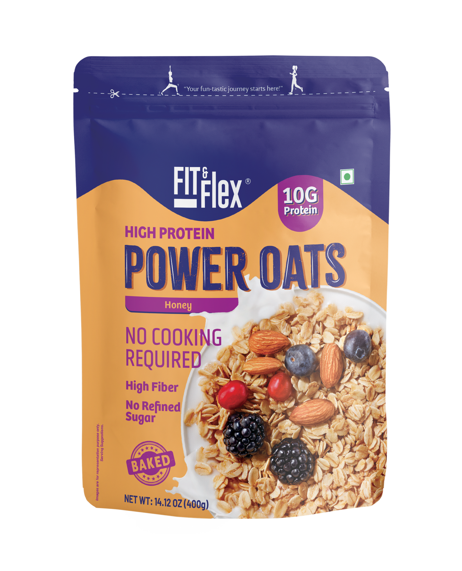 Power Oats | Honey Flavor | No Cooking Required - Ready To Eat | Zero Added Sugar