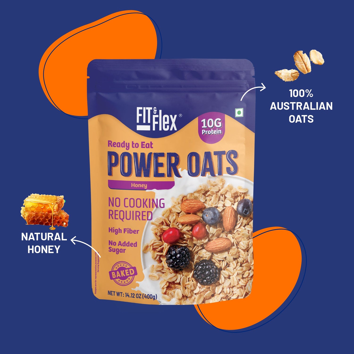 Power Oats | Honey Flavor | No Cooking Required - Ready To Eat | Zero Added Sugar