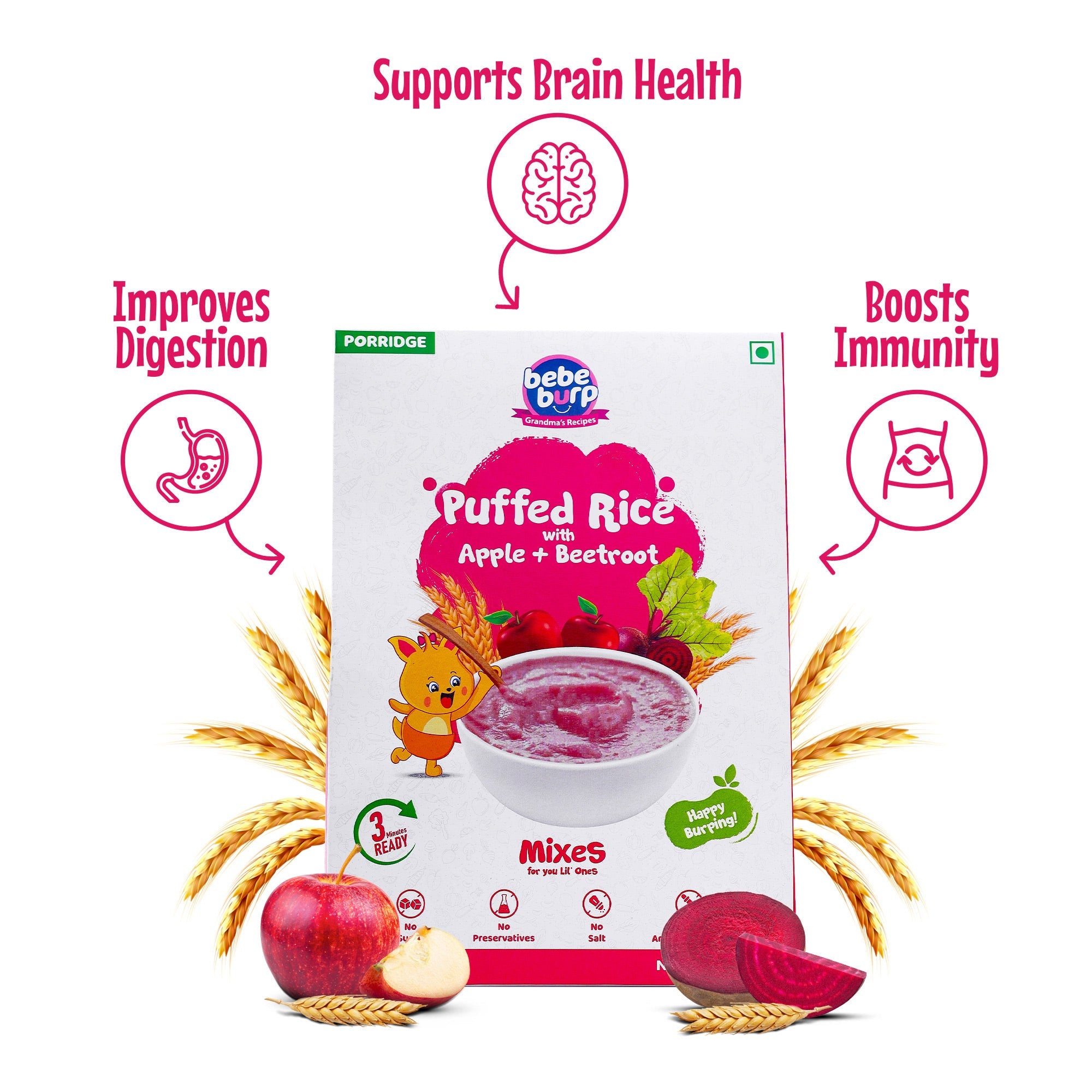 Bebe Burp Puffed Rice Mix Porridge - 200 gms - Veeha Foods
