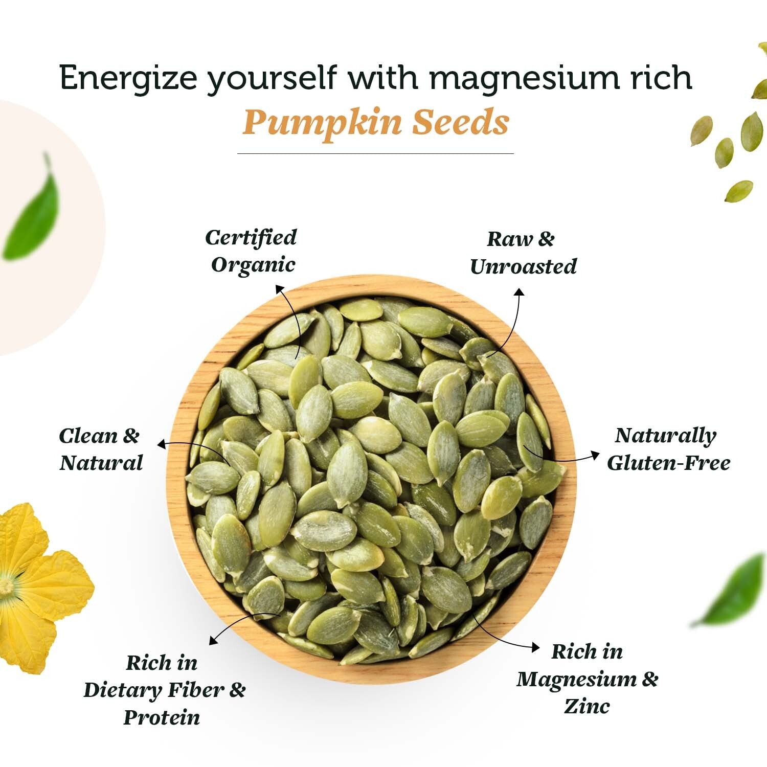 Organic Pumpkin Seeds: Raw, Unroasted for Energy Boost