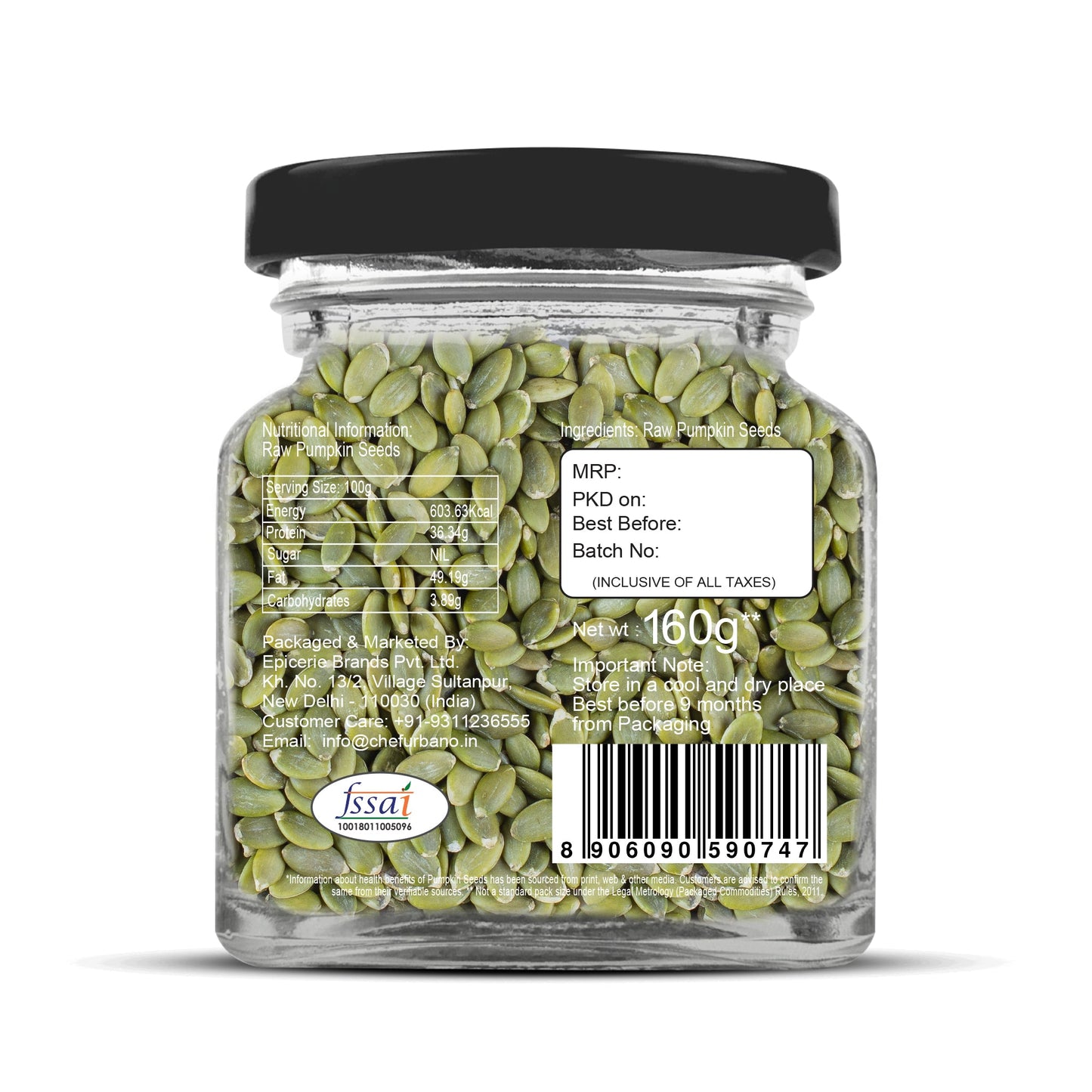 Chef Urbano Pumpkin Seeds 160 Gms