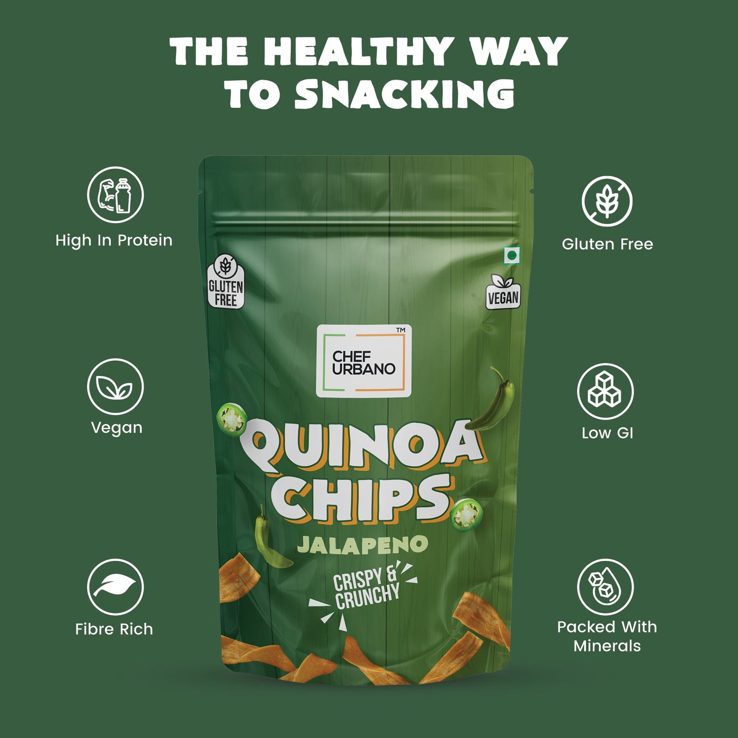 Chef Urbano Quinoa Chips Jalapeno 85g