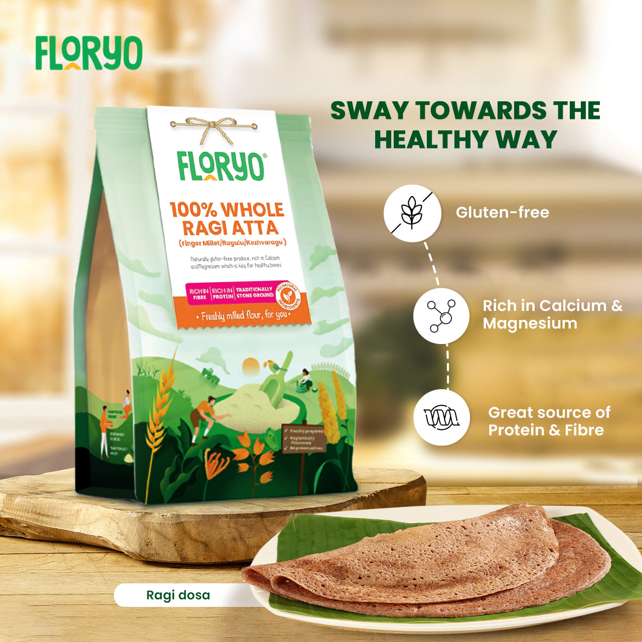 Floryo 100% Whole Ragi Atta