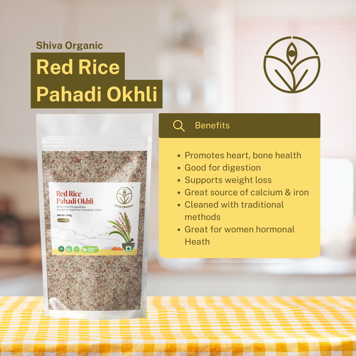 Pahadi Red Rice Okhli 900g - Himalayan