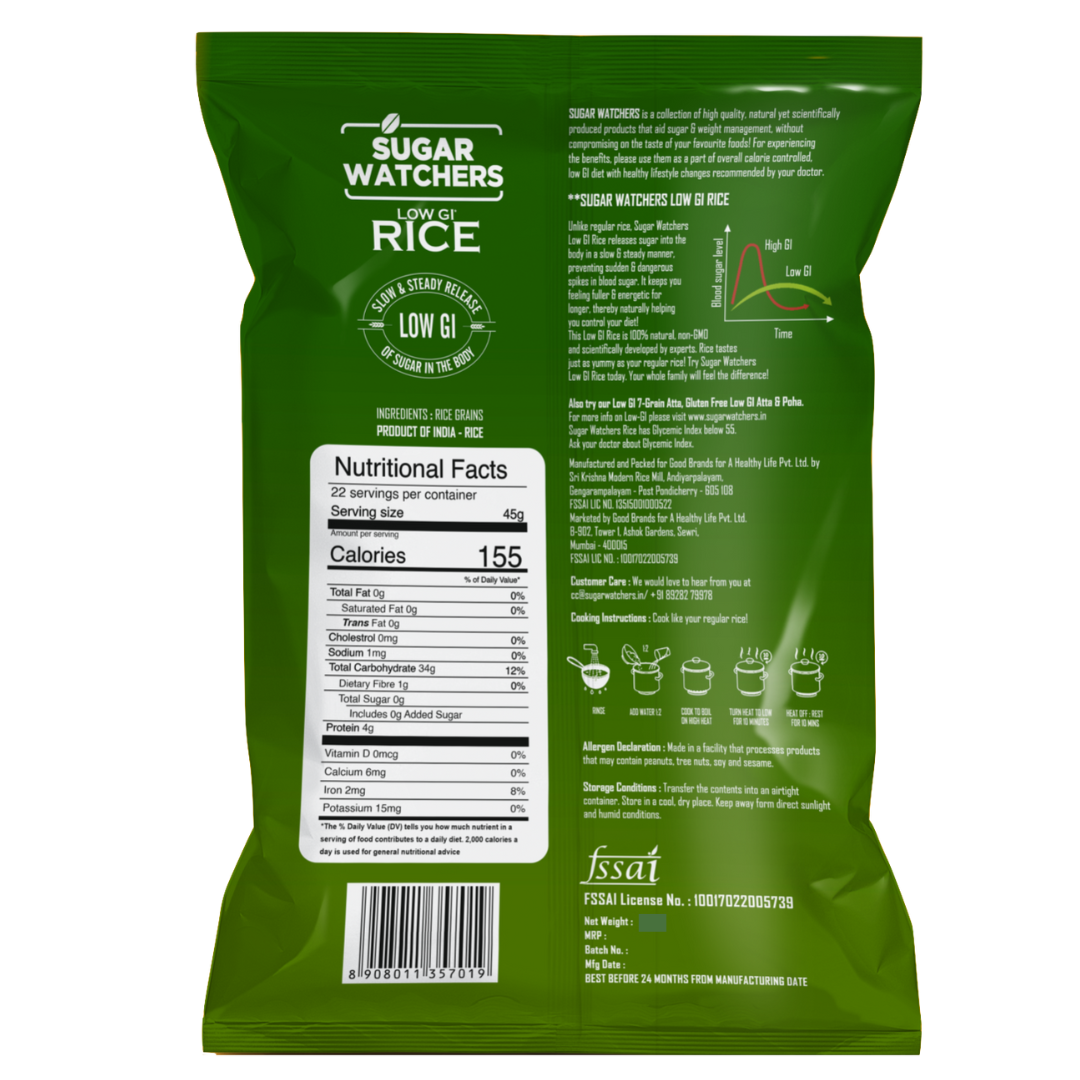 Low-GI Rice, Diabetic Friendly, US FDA Registered