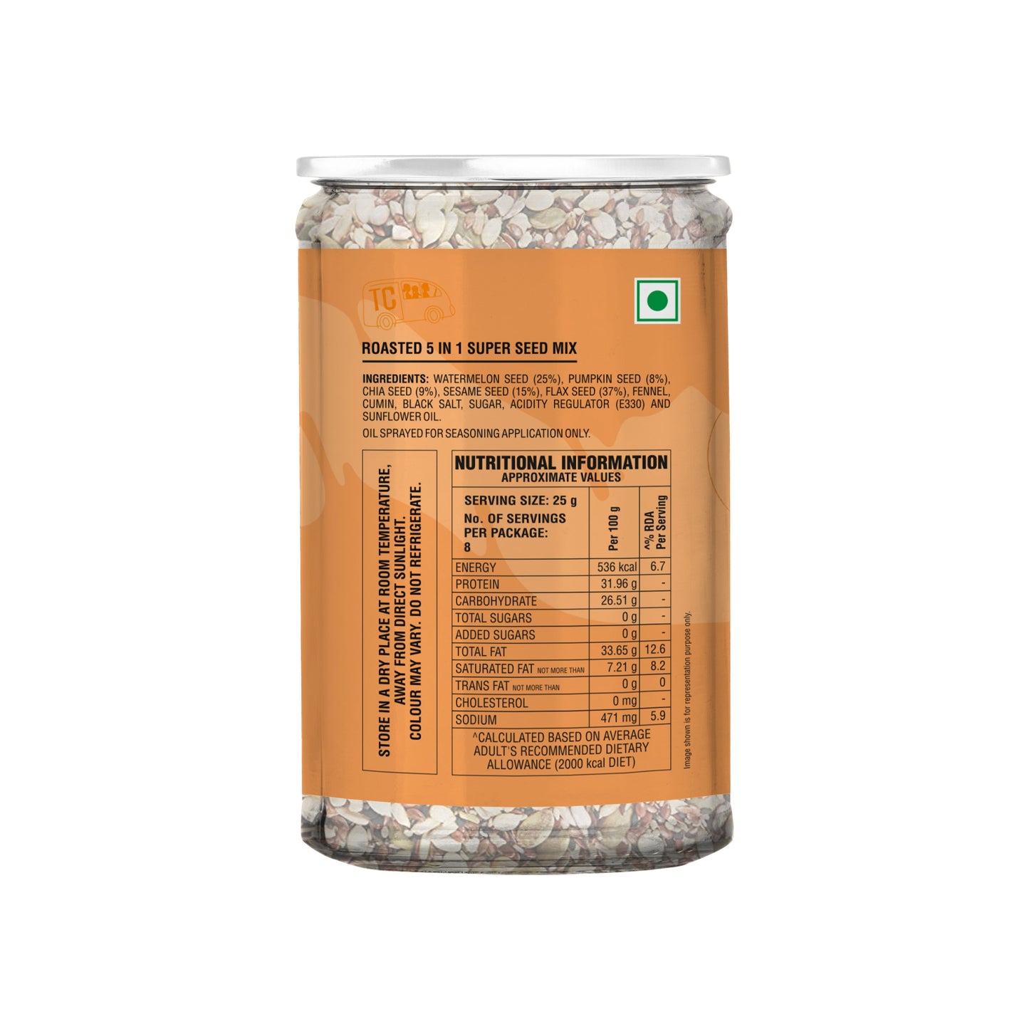 TRUE CREW Roasted 5 in 1 Super Seed Mix Bottle 200 g