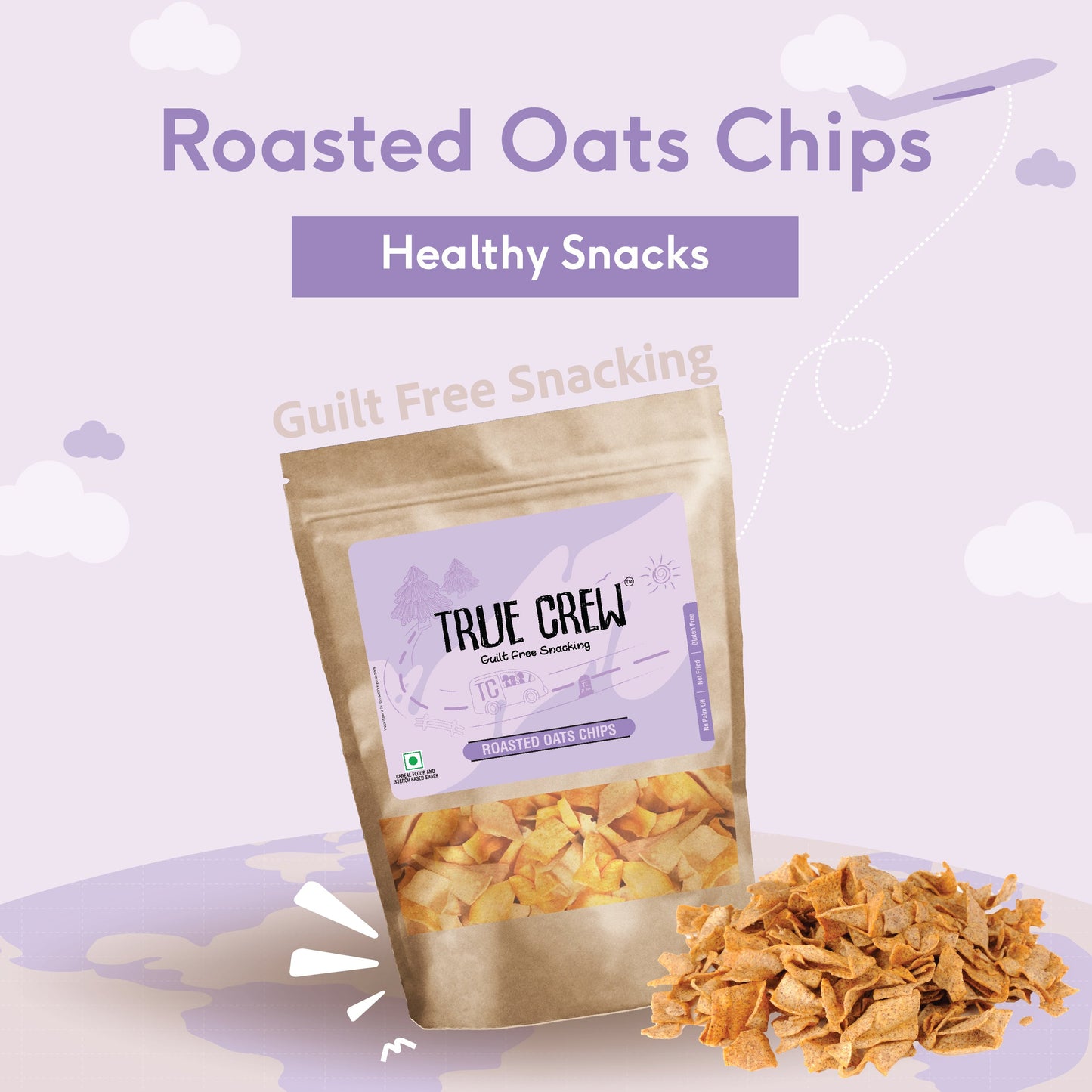 TRUE CREW - Oats Chips, 125 g