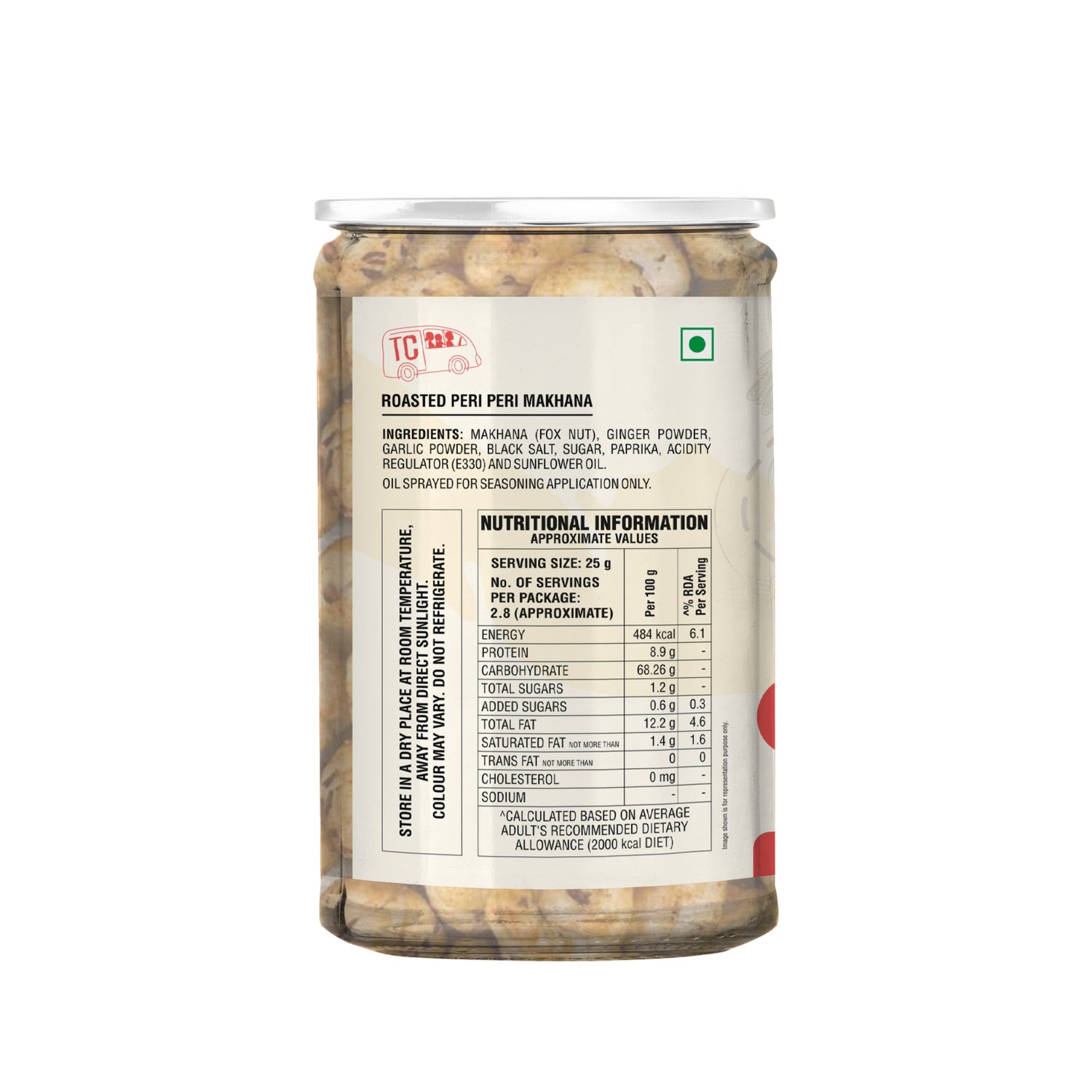 TRUE CREW Roasted Peri Peri Makhana, Jar, 70 g