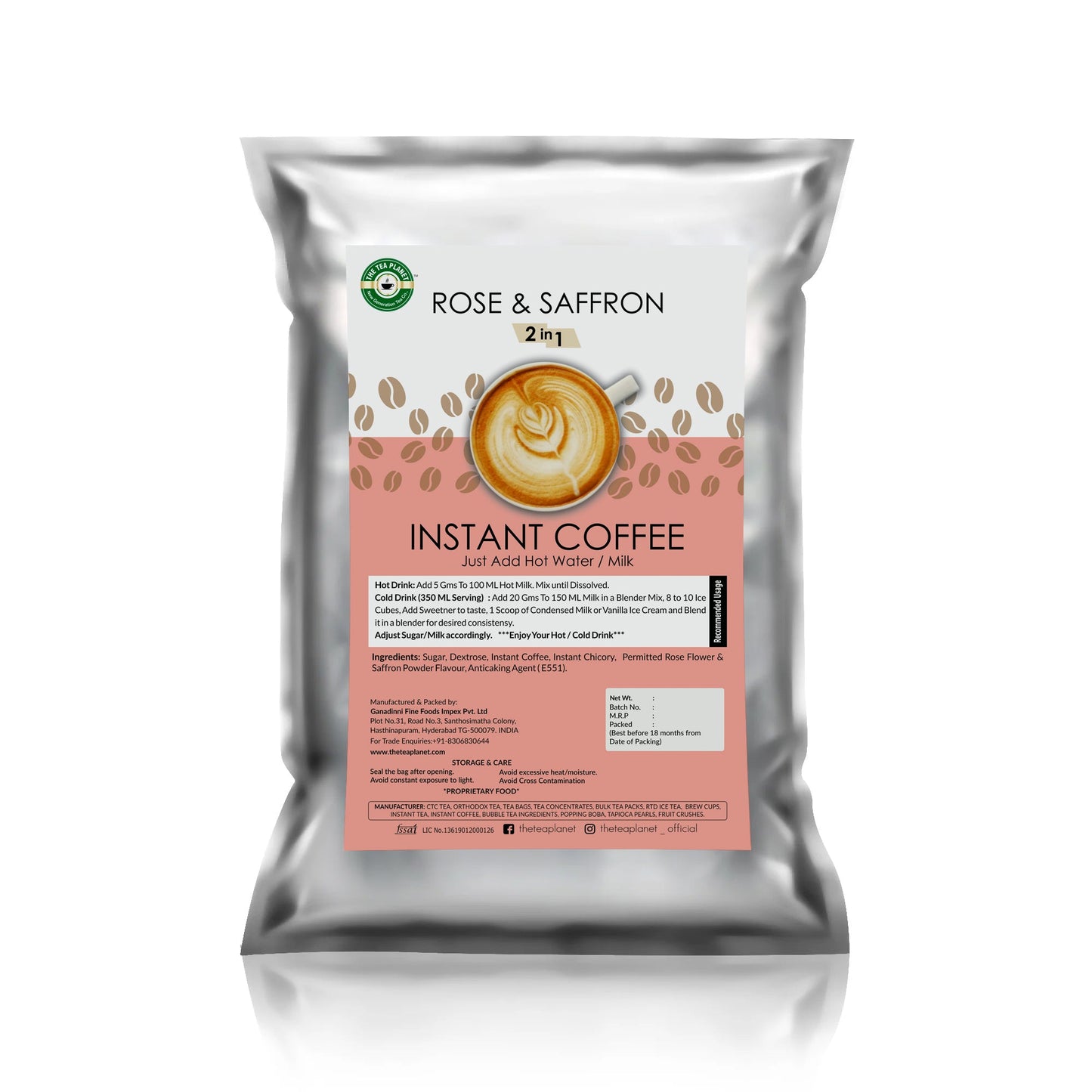 Rose & Saffron Instant Coffee Premix (2 in 1) - 1kg