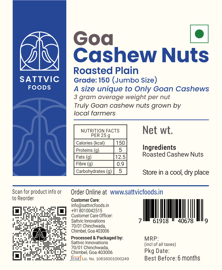 Goan Emperor Cashew Nuts (Roasted Plain)