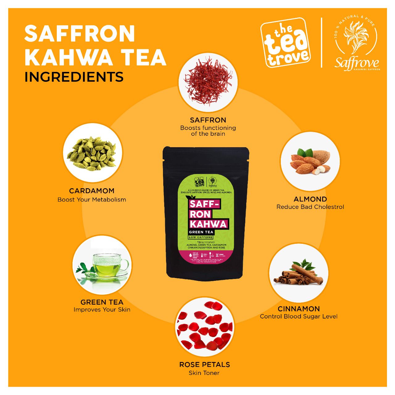 Kashmiri Kahwa Green Saffron Tea (50 G Serves 25 cups)