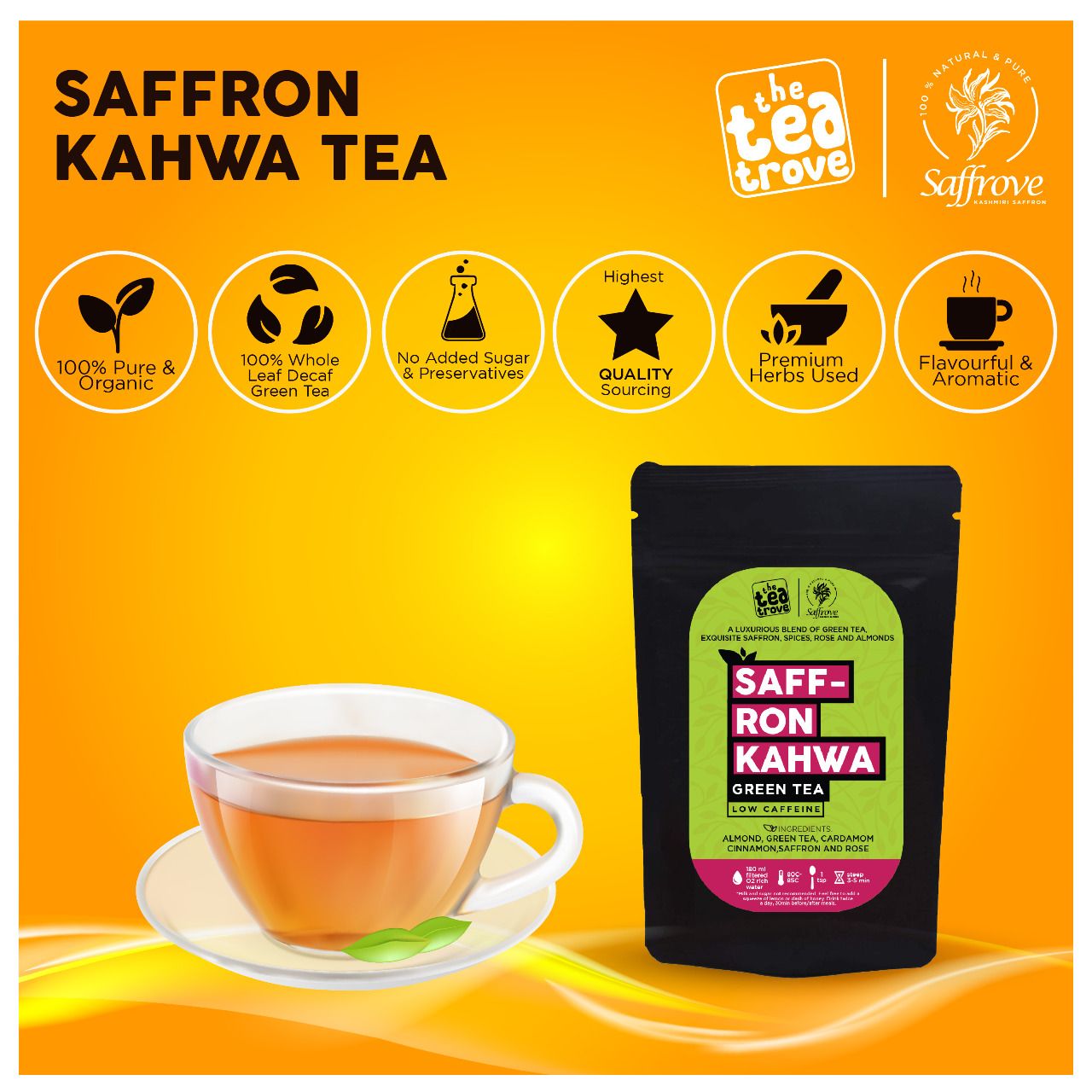 Kashmiri Kahwa Green Saffron Tea (50 G Serves 25 cups)