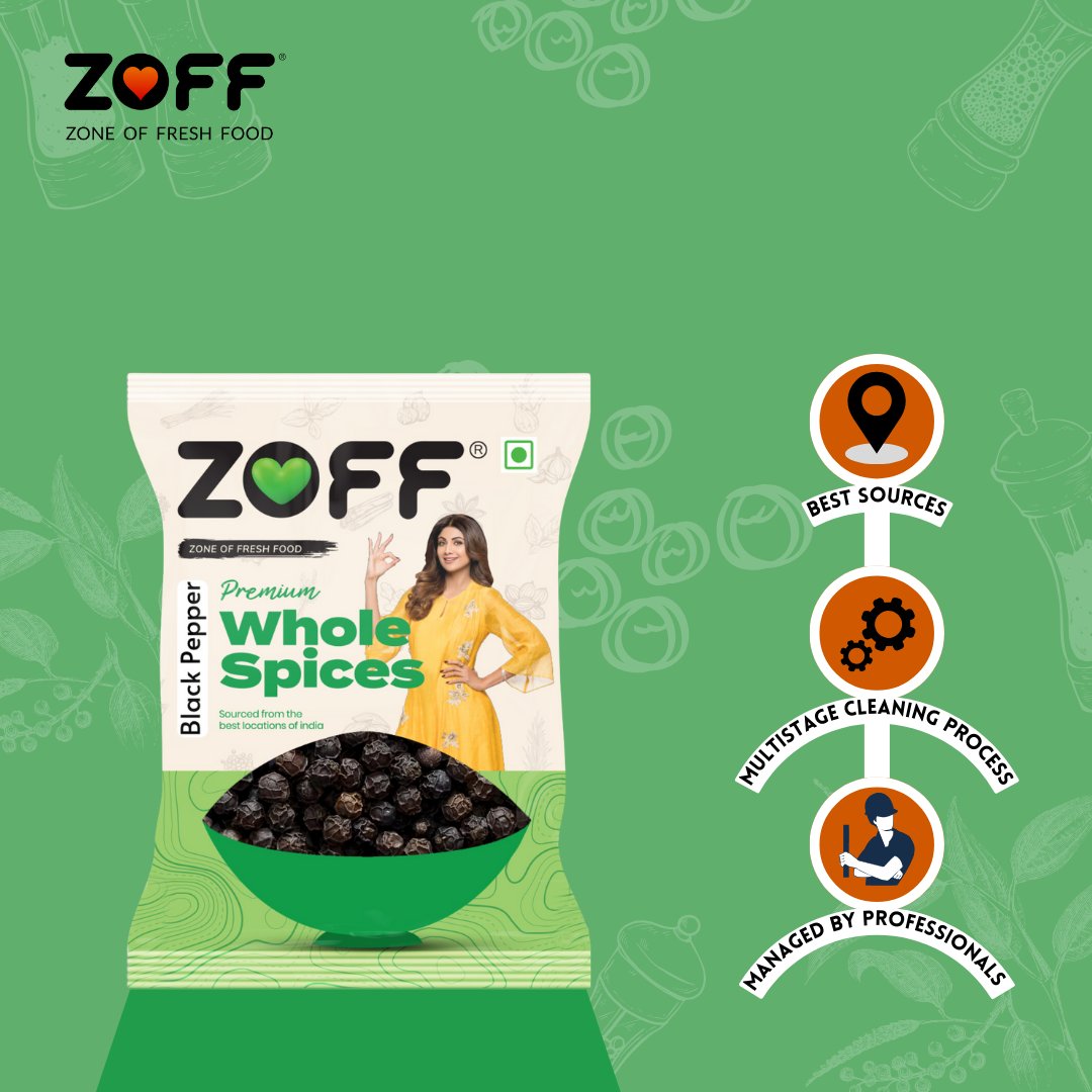 Zoff Whole Black Pepper | Kali Mirch | Naturally Processed