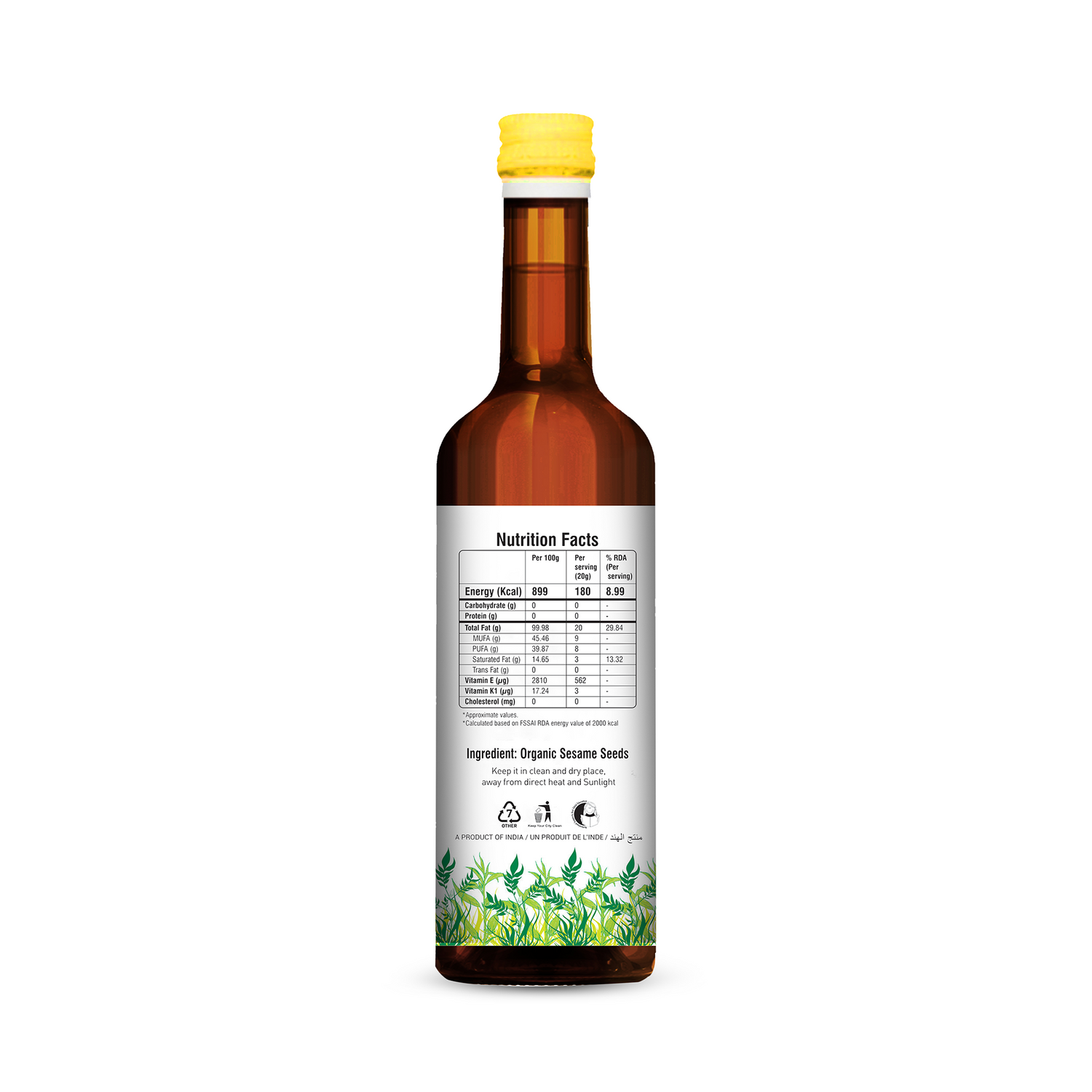 Organic Wood Cold Pressed Sesame Oil 1 Ltr.