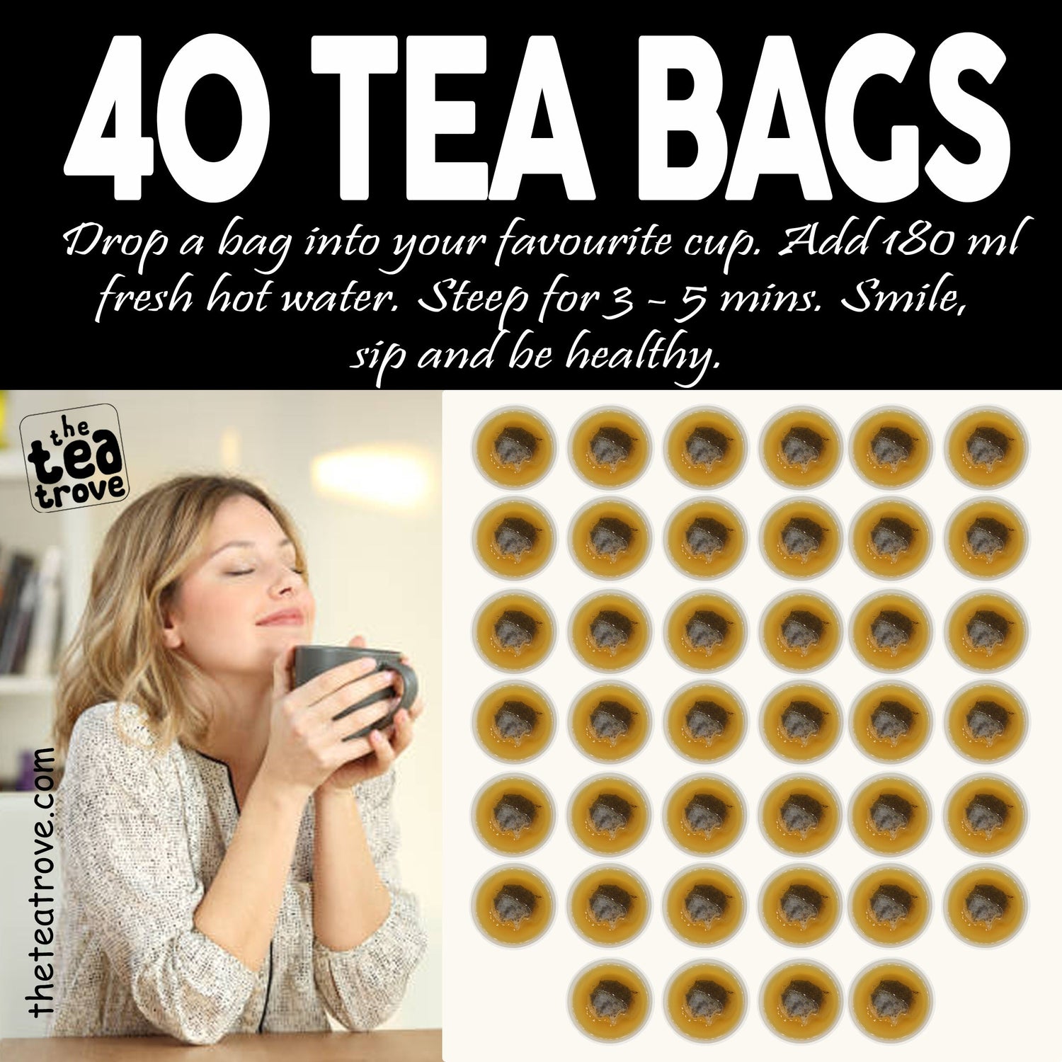 Organic Spearmint Tea Bags - 40 Eco-Friendly Tea Bags