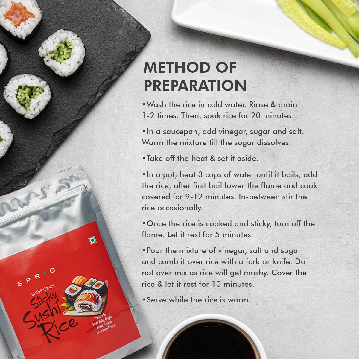 Sticky Sushi Rice (Japonica Rice), 500g