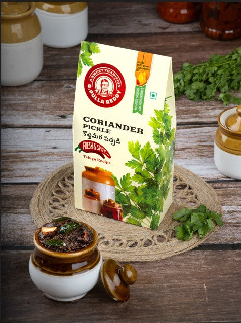 G Pulla Reddy Corriander Pickel Pouch - 400 gms – Veeha Foods