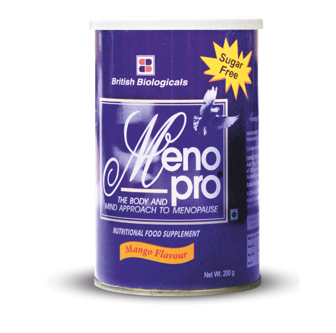 Meno Pro Handout.pdf British Biologicals Meno Pro Powder Flavour Mango - 200 gms - Veeha Foods