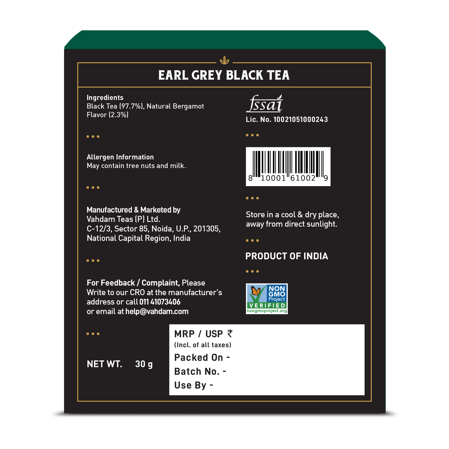 Earl Grey Black Tea, 15 Count