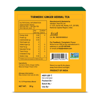 Turmeric Ginger Herbal Tea Tisane, 15 Count