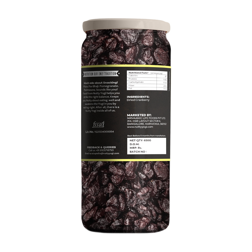 Nutty Yogi Cranberry 650g | Cranberry, Healthy Snack for kids and adults | High Nutrient and Antioxidant