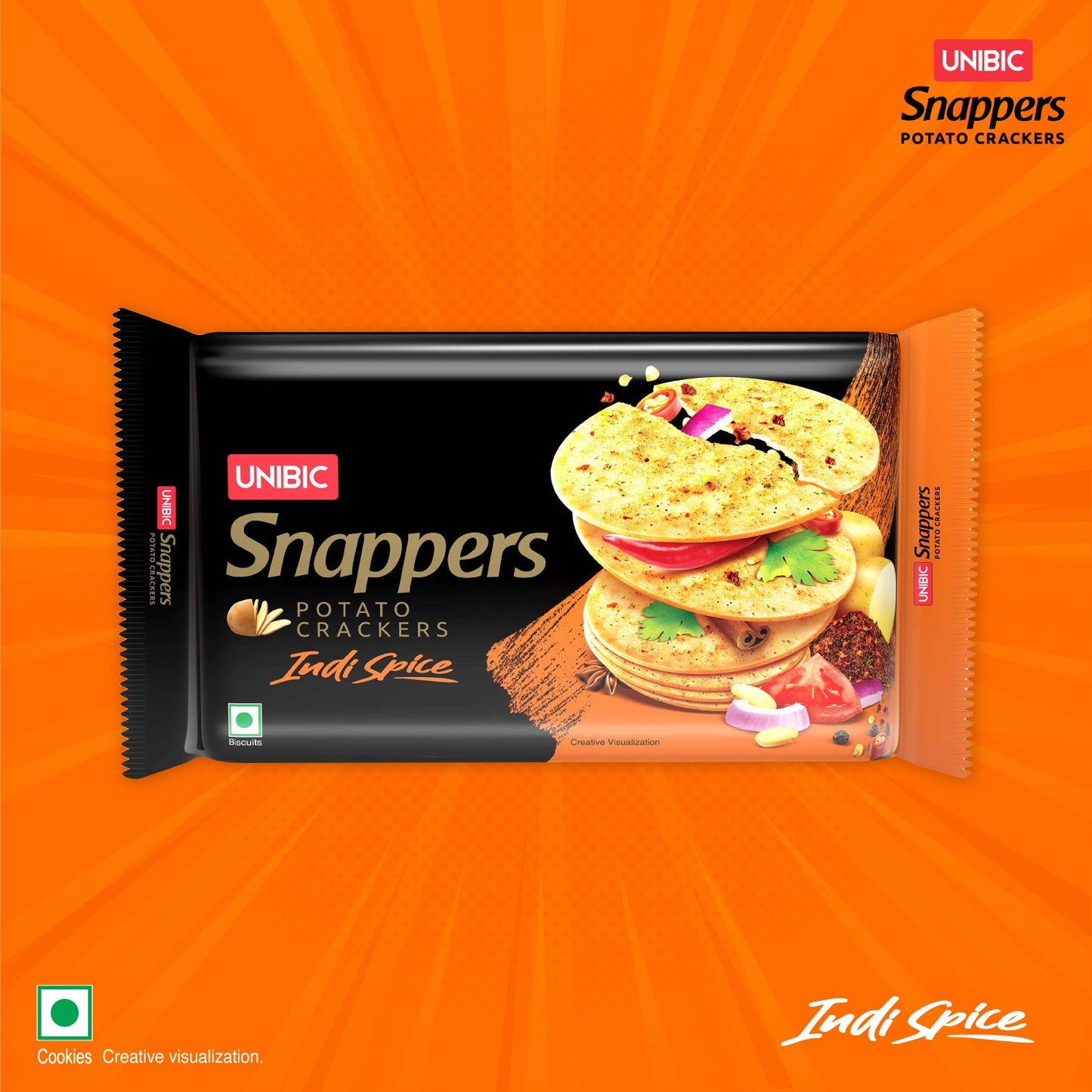 Unbic Snappers Indie Spice Flavored Potato Biscuits - 300 gms