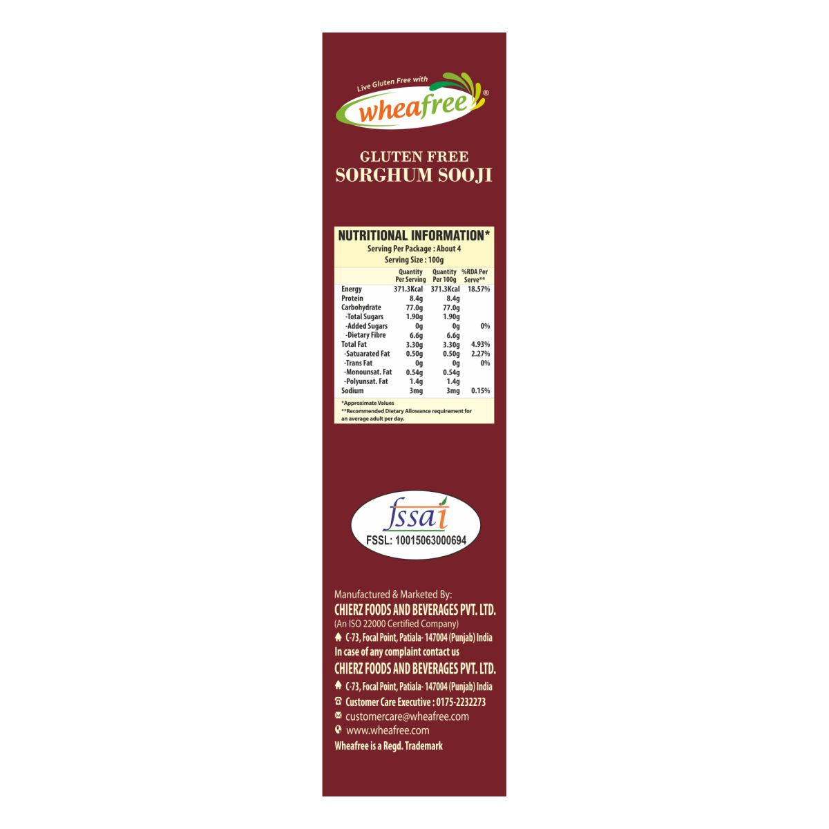 Gluten Free Sorghum Sooji (400g)