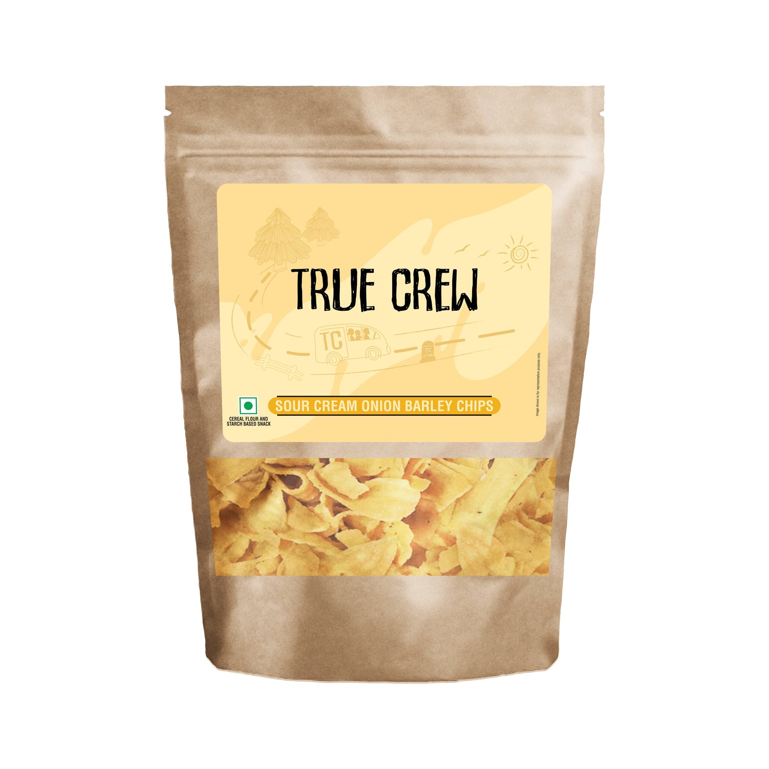 TRUE CREW - Sour Cream Onion Barley Chips, 125 g