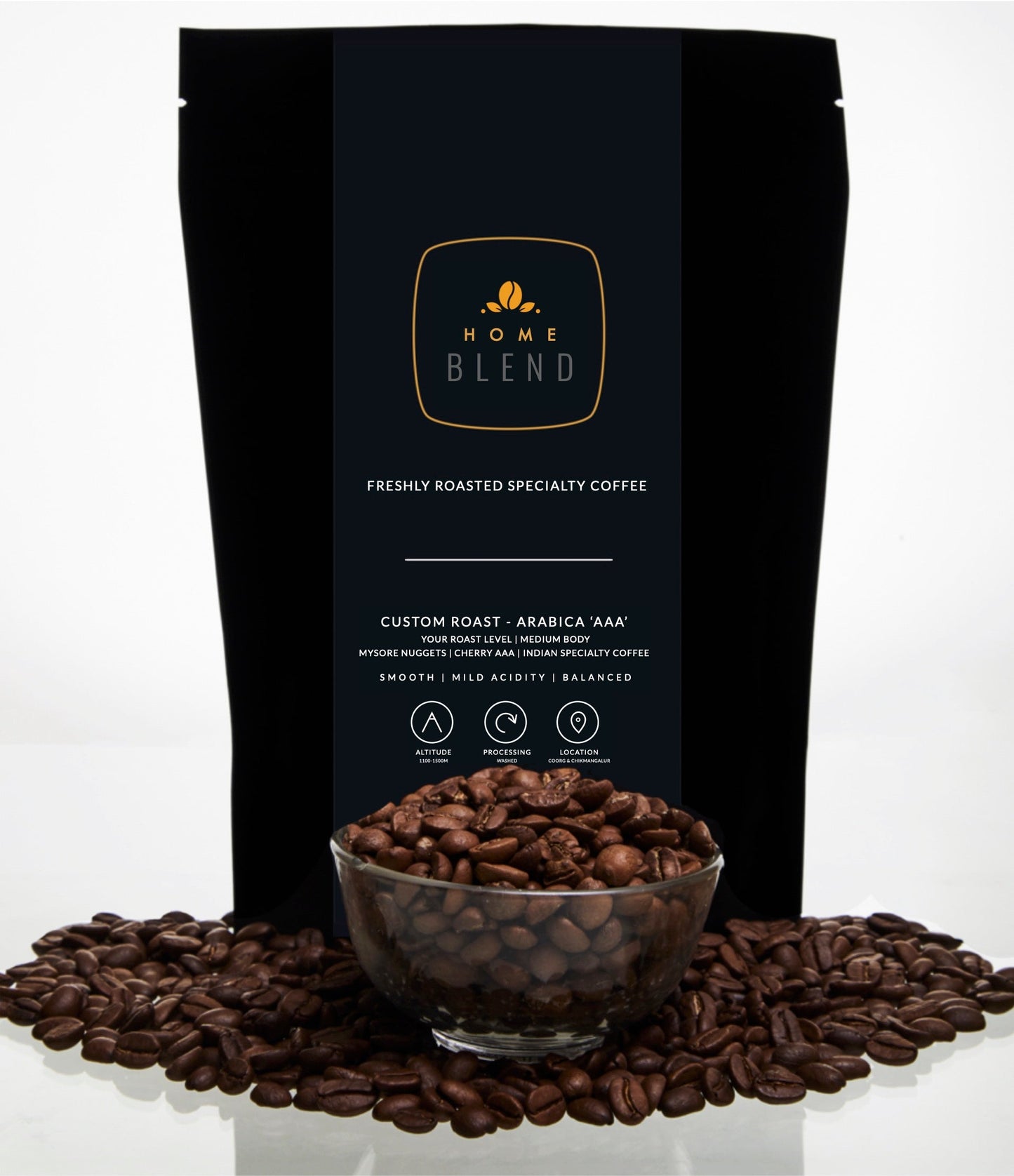 Whole Bean - Custom Roast Arabica 'AAA' + Cherry 'AAA' - Pack of 250g