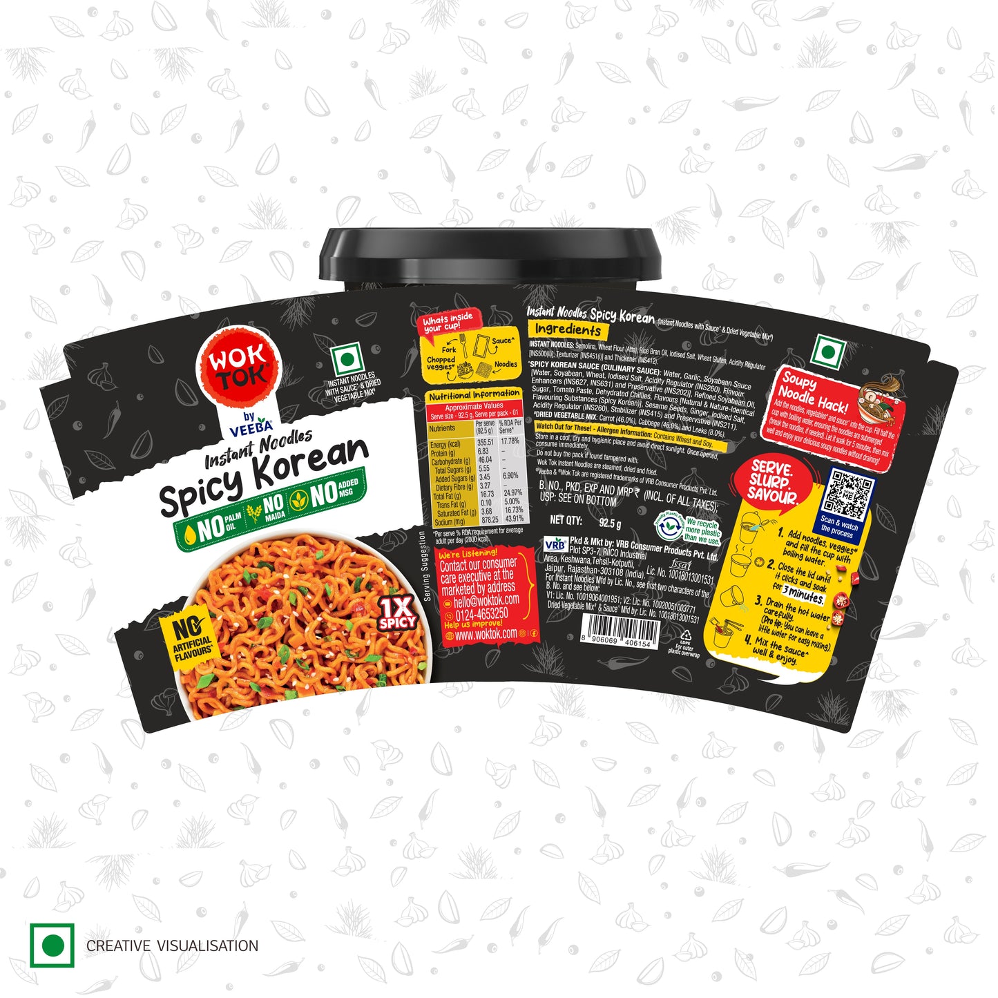 Kup & slurp | Instant Cup Noodles Spicy Korean (Pack of 3 x 92.5G)