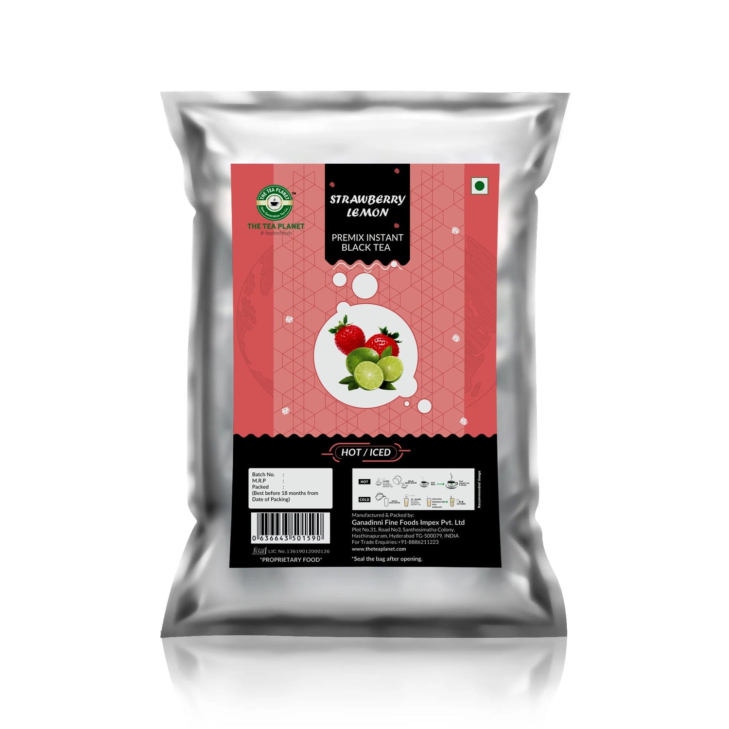 Strawberry Lemon Flavored Instant Black Tea - 1kg